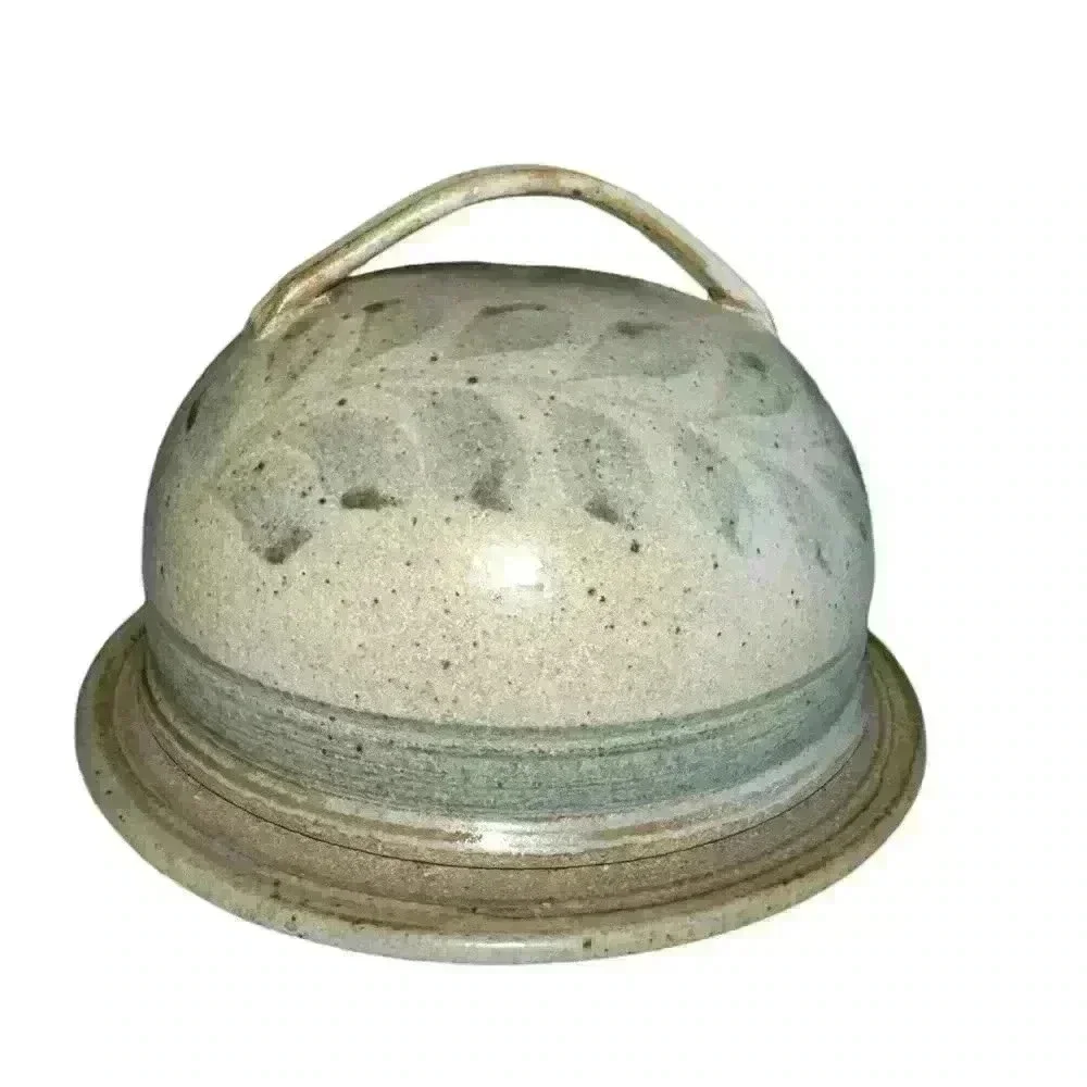 Handmade Ceramic Butter Dish with Lid - Sage Green